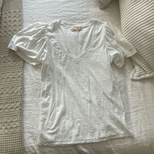 Nation LTD white flutter sleeve t-shirt size small